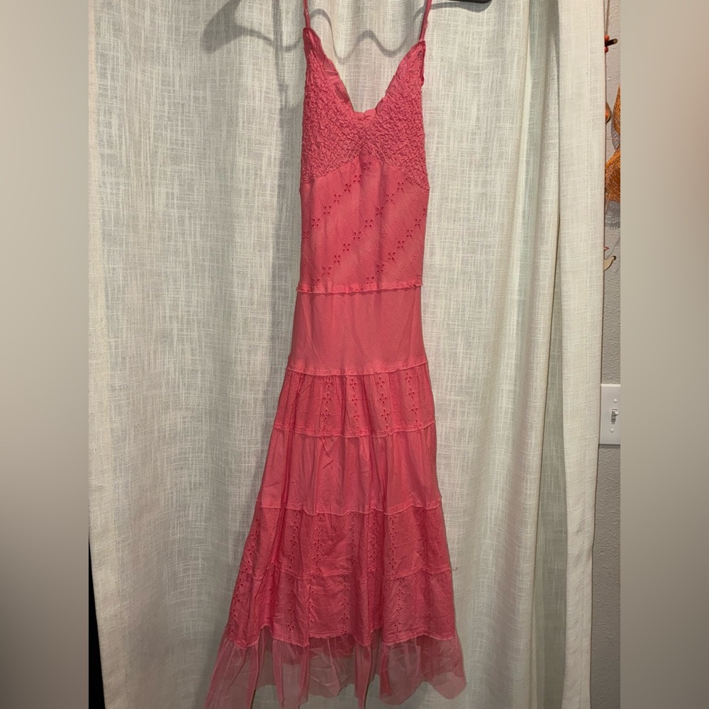 Connected Apparel Coral Lace Maxi Dress